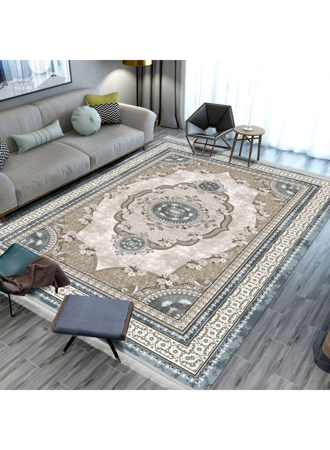 SMART HOME Large padded floor mat with a soft velvet surface and non-slip backing - Living room rug - Majlis rug - Lounge rug - Luxurious decorative rug - Elegant rug with modern patterns for living rooms and majlis - Size 350x250 cm - Suitable for everyday use and entertaining - Image 1